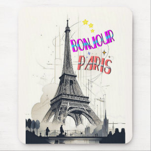 Bonjour Colourful Paris Mouse Pad