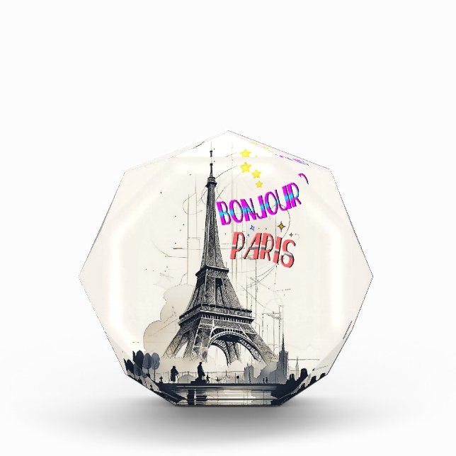 Bonjour Colourful Paris Photo Block (Front)
