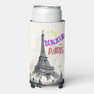 Bonjour Colourful Paris Seltzer Can Cooler