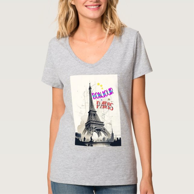 Bonjour Colourful Paris T-Shirt (Front)
