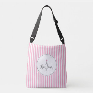 Bonjour Eiffel Tower, Pink bow, Modern Crossbody Bag