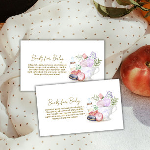 Bonjour Floral Macarons Milk Tea Books Baby Shower Enclosure Card