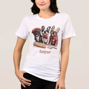 Bonjour French Bulldogs Tri-Blend Shirt