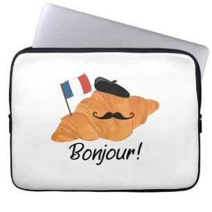 Bonjour French Croissant - France Funny Food Laptop Sleeve