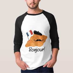 Bonjour French Croissant - France Funny Food T-Shirt