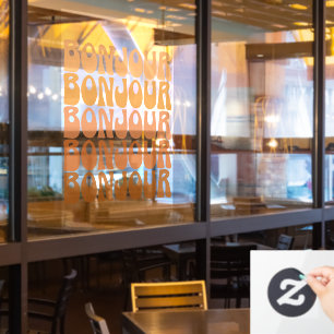 Bonjour   French Hello in Brown Groovy Typography