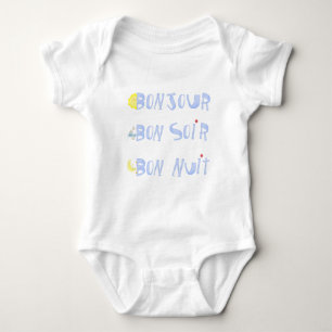 Bonjour Good Day Bon soir Good Evening French baby Bodysuit