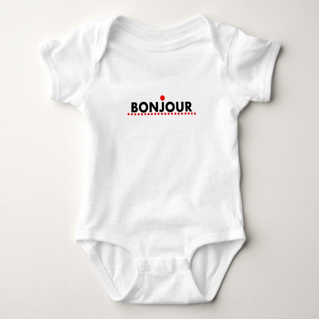 Bonjour, good morning in French, funny gift idea Baby Bodysuit (Front)
