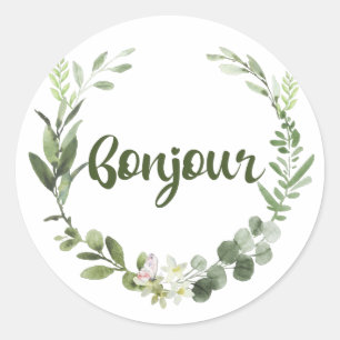 Bonjour Hello French Classic Round Sticker