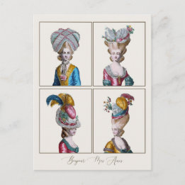 Bonjour Hello Friend Marie Antoinette Fashion Postcard