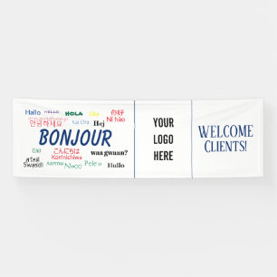 Bonjour Hello Languages World Travel Colourful Log Banner