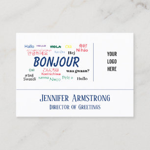 Bonjour Hello World Travel Languages Colourful Business Card
