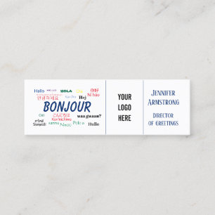 Bonjour Hello World Travel Languages Colourful Nam Mini Business Card
