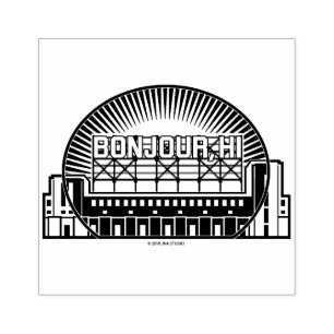 Bonjour, Hi Landmark Wood Art Stamp