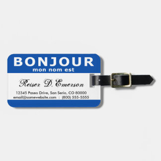 BONJOUR mon nom est (blue) Luggage Tag