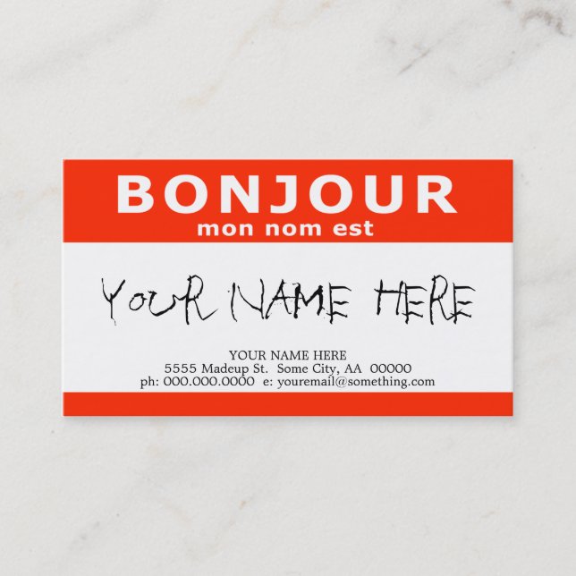 BONJOUR mon nom est Business Card (Front)