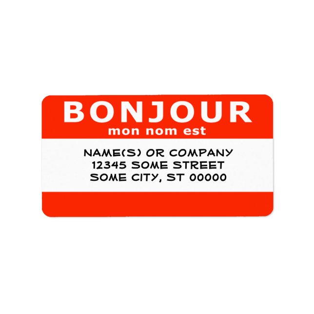BONJOUR mon nom est Label (Front)