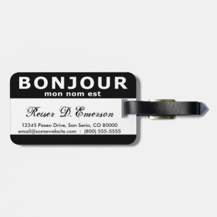 BONJOUR mon nom est (noir) Luggage Tag