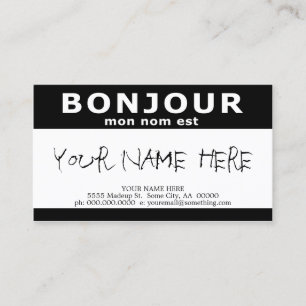 BONJOUR mon nom est noir name tag