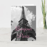 Bonjour Paris Black White Eiffel Tower France