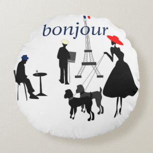 Bonjour Paris Round Cushion