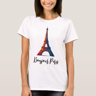 Bonjour Paris titled travel t-shirt design