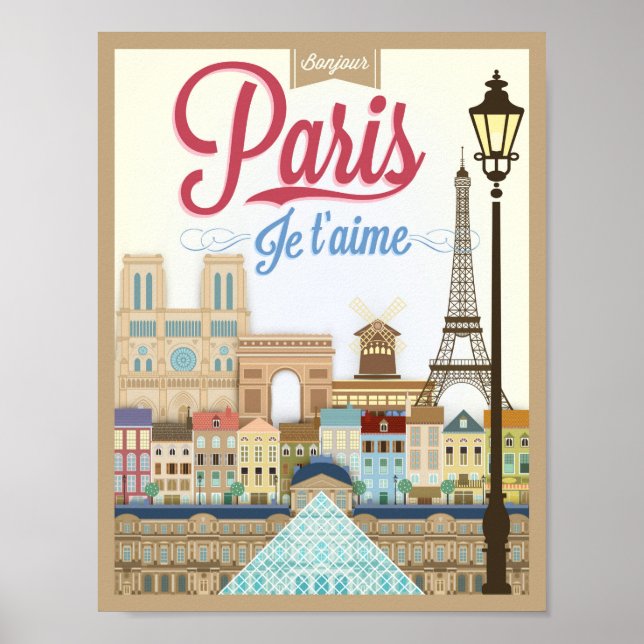Bonjour Paris Travel Poster (Front)