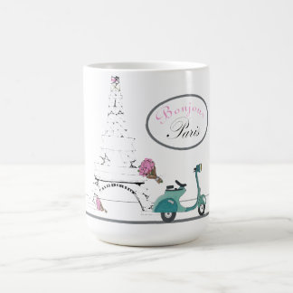 Bonjour Paris White, Eiffel Tower Magic Mug