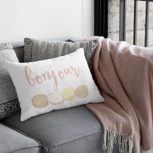 Bonjour Pink French Macarons Decorative Cushion