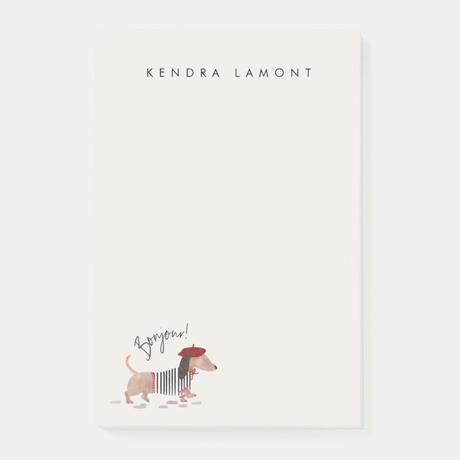 Bonjour Pup Post-it Notes (Front)