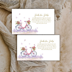 Bonjour Rose Lavender Bicycle Books Baby shower Enclosure Card