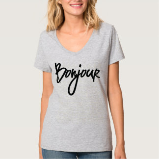 Bonjour Script (Black) for Lovers of France T-Shirt