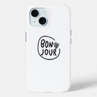 Bonjour Simple Modern Floral French Greeting