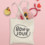 Bonjour Simple Modern Floral French Greeting  Tote Bag<br><div class="desc">Bonnjour Simple Modern Floral French Greeting Tote Bags features a simple modern design with the text "Bonjour" in modern script typography. Created by Evco Studio www.zazzle.com/store/evcostudio</div>