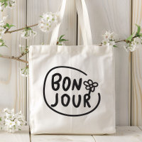 Bonjour Simple Modern Floral French Greeting 