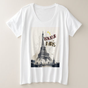 Bonjour Skyline Marathon Paris Plus Size T-Shirt