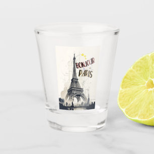 Bonjour Skyline Marathon Paris Shot Glass