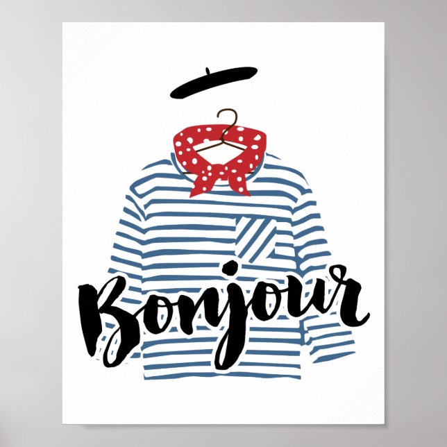 Bonjour, striped french shirt Print (Front)