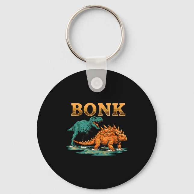 Bonk Dinosaur Funny Prehistoric Humor Design  Key Ring (Front)