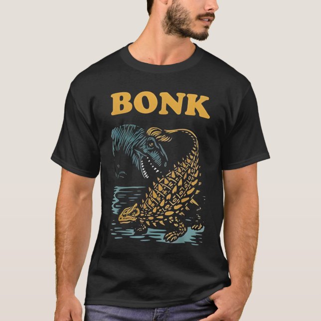 Bonk Dinosaur Funny Prehistoric Humour Design T-Shirt (Front)