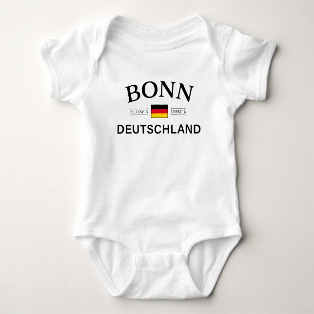 Bonn Deutschland Coordinates German Baby Bodysuit (Front)