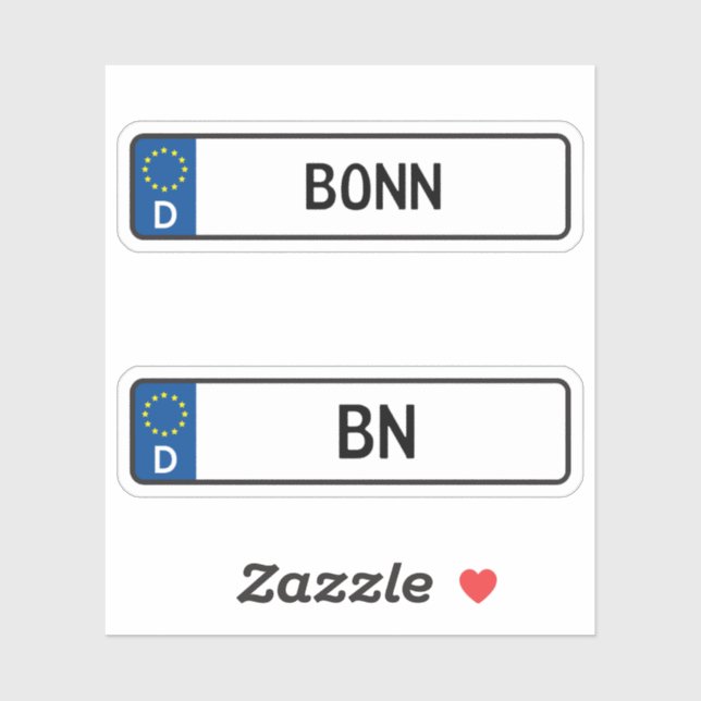 Bonn kennzeichen, German Car License Plate (Sheet)