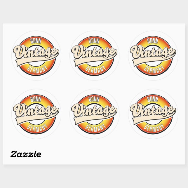 Bonn vintage style logo classic round sticker (Sheet)