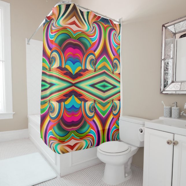 Bonnaroo abstract art shower curtain (In Situ)