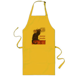 Bonne Annee Happy New Year Le Chat Noir Long Apron