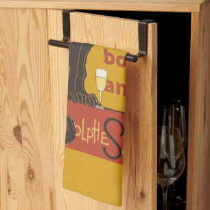 Bonne Annee Happy New Year Le Chat Noir Tea Towel