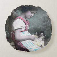 Bonne Année Vintage Girl with Dolll