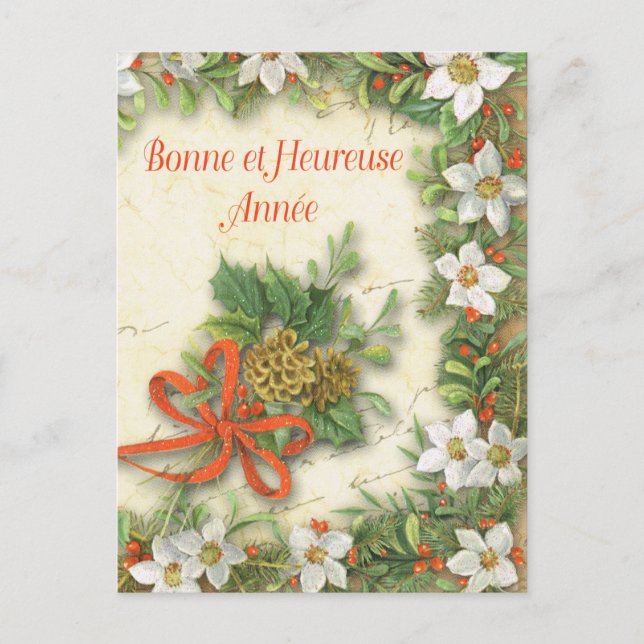 Bonne at Heureuse Annee Holiday Postcard (Front)