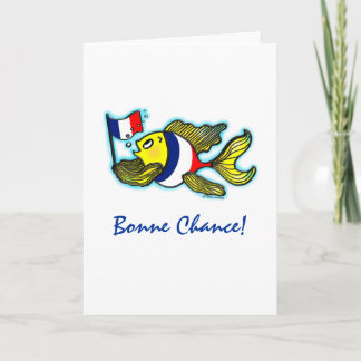 BONNE CHANCE French Flag Fish funny cartoon Card