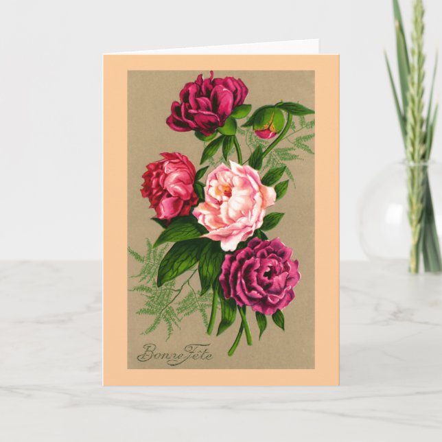 "Bonne Fete" Vintage French Christmas Holiday Card (Front)